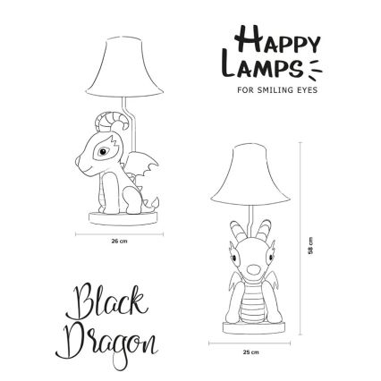 Happy Lamps - LED otroška namizna svetilka BLACK DRAGOON LED/5,4W/230V zmaj