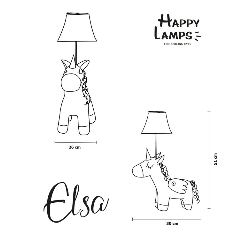 Happy Lamps - LED otroška namizna svetilka ELSA LED/5,4W/230V samorog