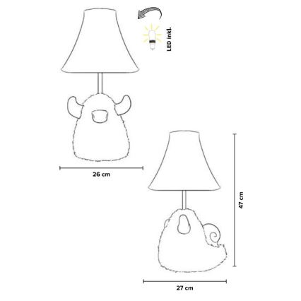 Happy Lamps - LED otroška namizna svetilka HUGO LED/5,4W/230V bull