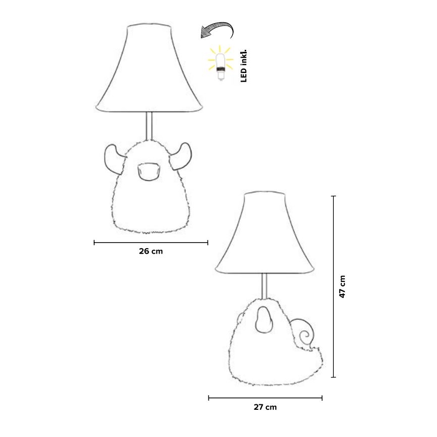 Happy Lamps - LED otroška namizna svetilka HUGO LED/5,4W/230V bull