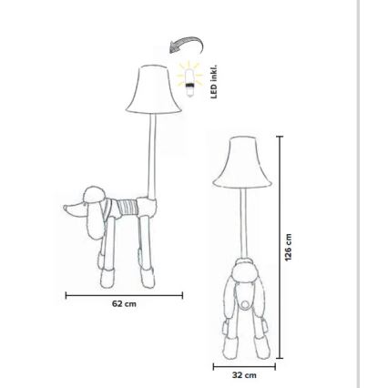 Happy Lamps - LED Otroška talna svetilka BELLO LED/5,4W/230V poodle
