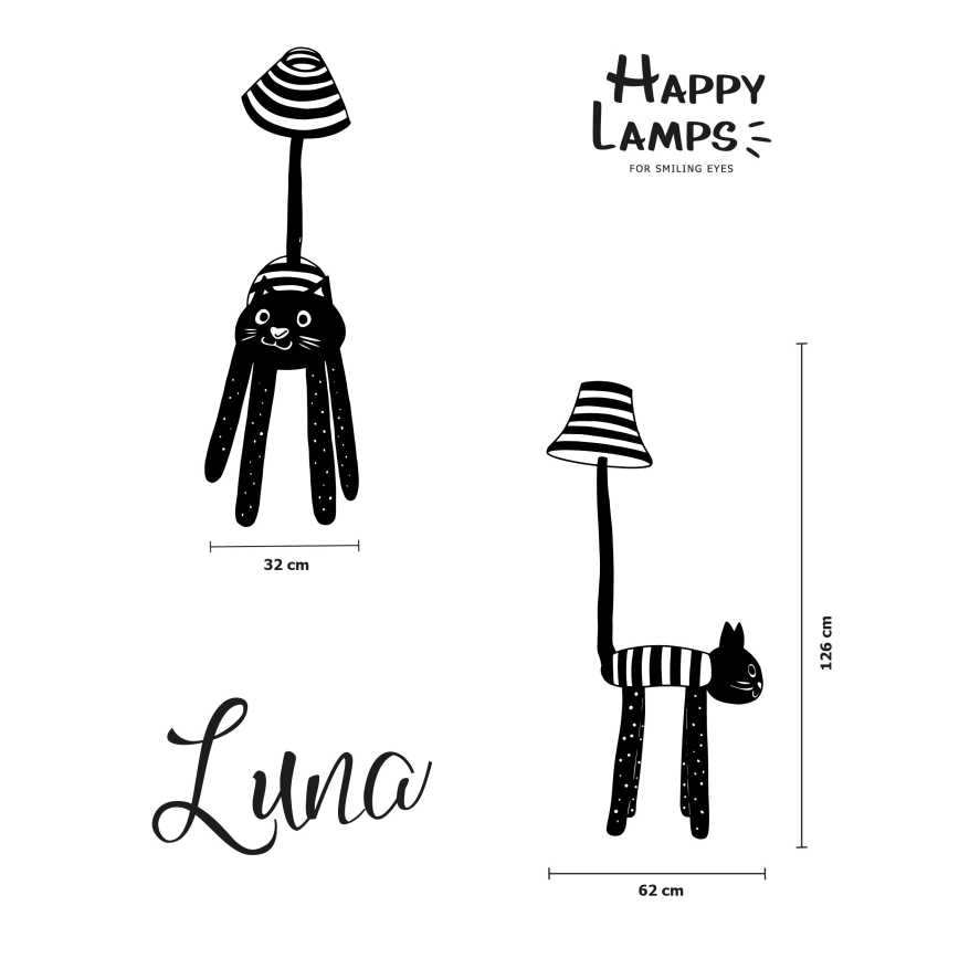 Happy Lamps - LED Otroška talna svetilka LUNA LED/5,4W/230V mačka