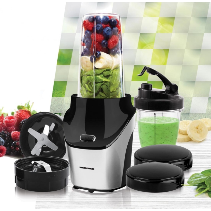 Heinner HSB-T1000SS - Nutri mešalnik za smoothie 1000W/230V matiran krom/črna