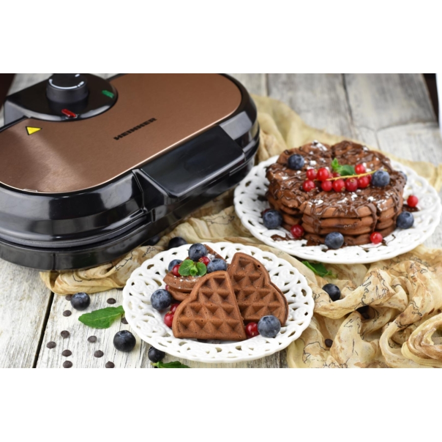 Heinner HWF-1000CR - Vafeljnik 1000 W/230 V črna/rožnato zlato