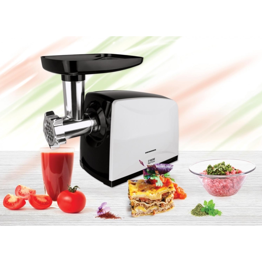 Heinner MG-2100BKWH - Mlinček za meso 2100W/230V črna/bela