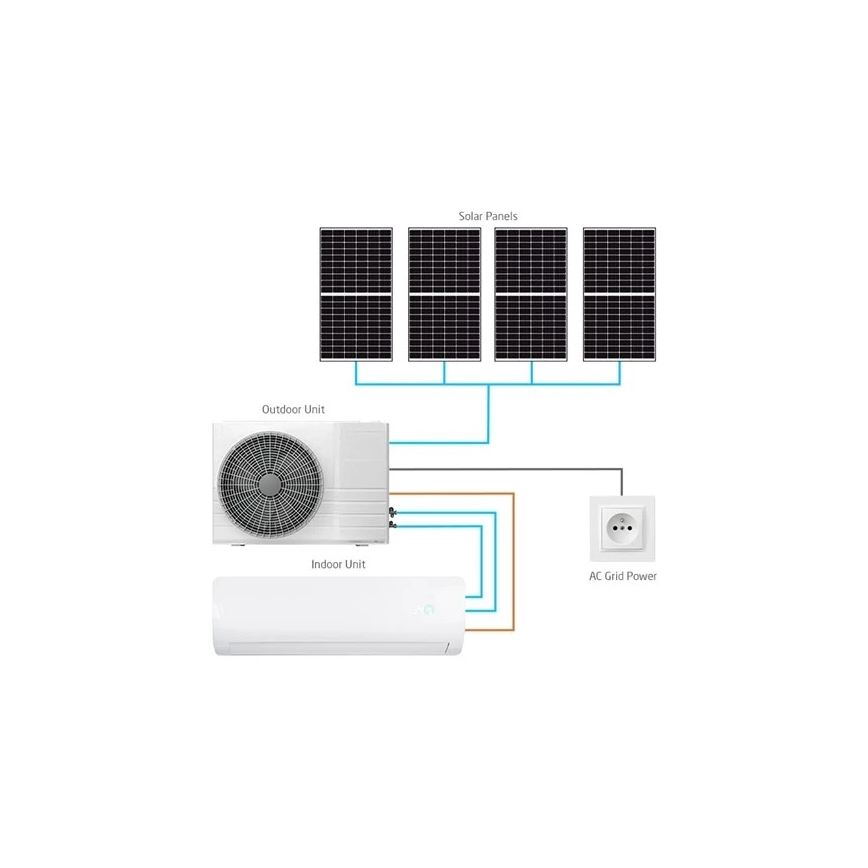 Hibridna sončna klimatska naprava 5 kW Tuya Wi-Fi, bela + daljinski upravljalnik