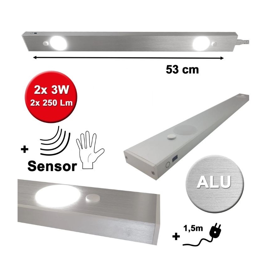 HiLite - LED Podelementna svetilka s senzorjem BERN 2xLED/3W/230V 4000K