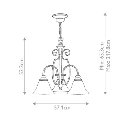 Hinkley - Lestenec na verigi CELLO 3xE27/60W/230V