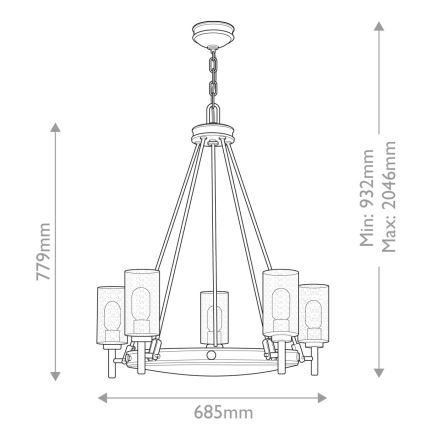 Hinkley - Lestenec na verigi COLLIER 5xE27/40W/230V, premer 68,5 cm, črna