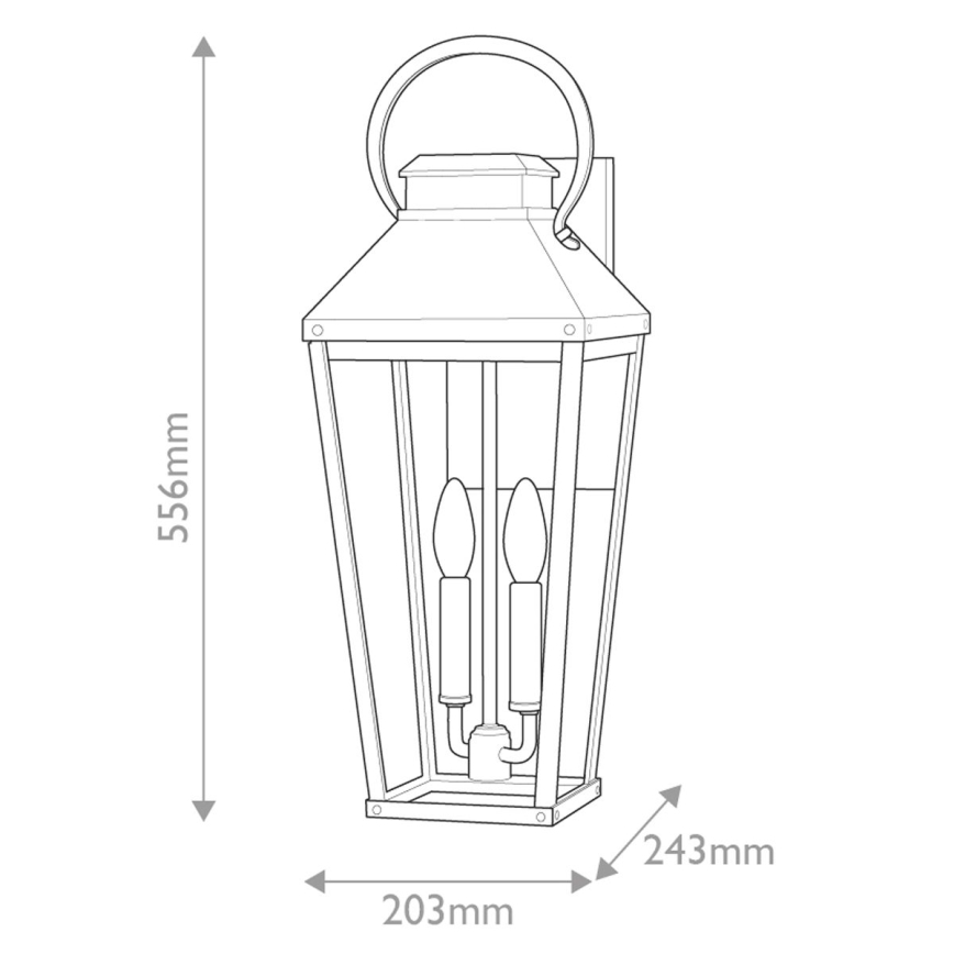 Hinkley - Zunanja stenska svetilka DAWSON 2xE14/40W/230V IP44 črna