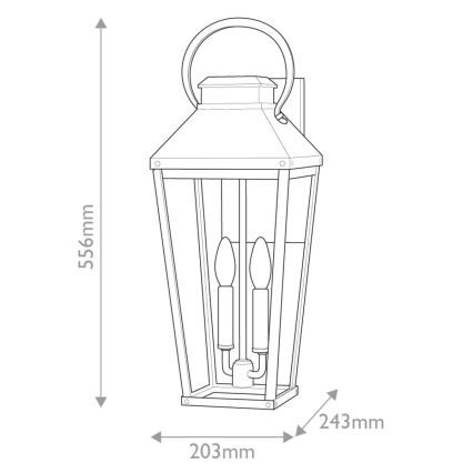 Hinkley - Zunanja stenska svetilka DAWSON L 2xE14/40W/230V IP44 črna