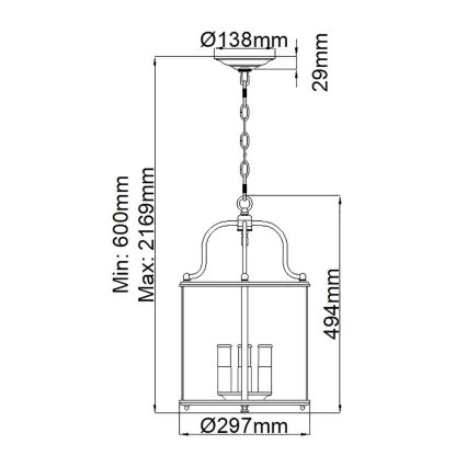 Hinkley - Lestenec na verigi GENTRY 4xE14/60W/230V sijajni krom