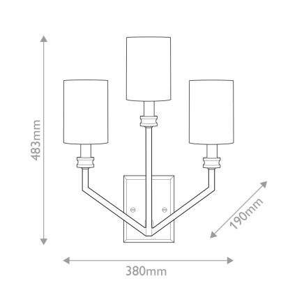 Hinkley - Stenska svetilka MOORE 3xE14/40W/230V zlata