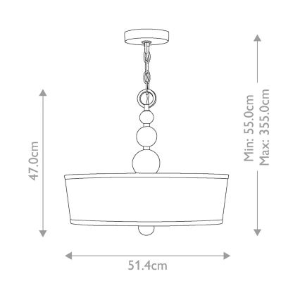 Hinkley - Lestenec na verigi ZELDA 3xE27/60W/230V sijajni krom