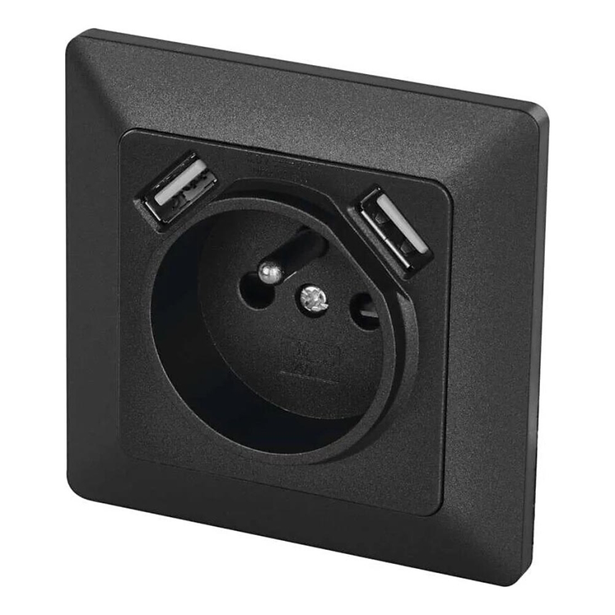 Hišna vtičnica z USB 250V/16A antracit