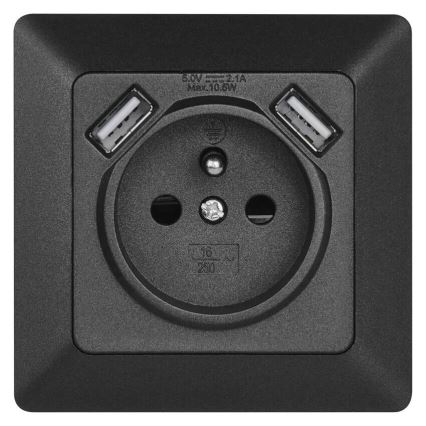Hišna vtičnica z USB 250V/16A antracit