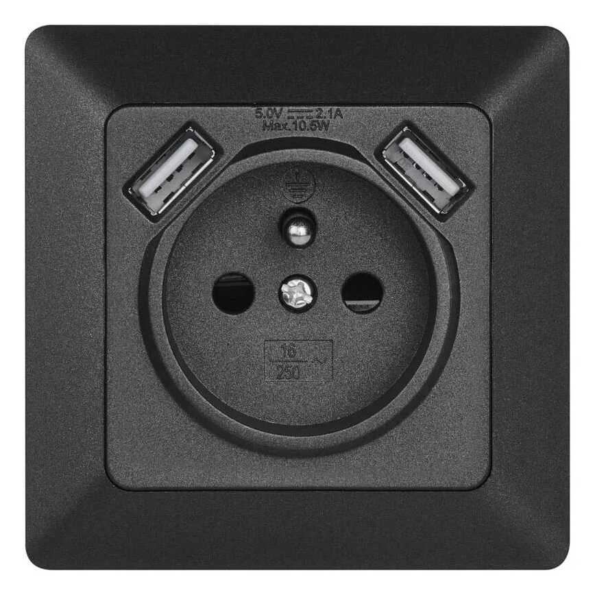 Hišna vtičnica z USB 250V/16A antracit