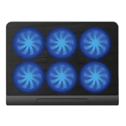 Hladilna podloga za prenosnik 6x ventilator 2xUSB črna