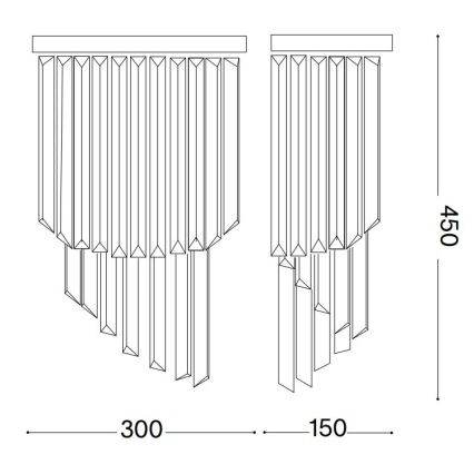 Ideal Lux - Kristalna stenska svetilka CARLTON 3xE14/40W/230V sijajni krom