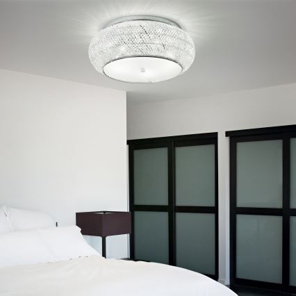 Ideal Lux - Kristalna stropna svetilka PASHA 6xE14/40W/230V pr. 40 cm sijajni krom