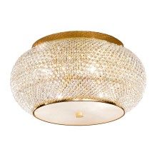 Ideal Lux - Kristalna stropna svetilka PASHA 6xE14/40W/230V pr. 40 cm zlata