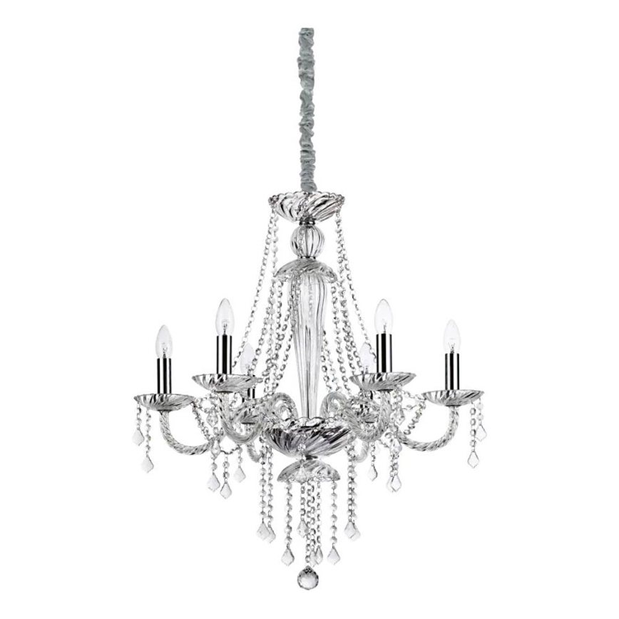 Ideal Lux - Kristalni lestenec na verigi AMADEUS 6xE14/40W/230V pr. 67 cm prozorna
