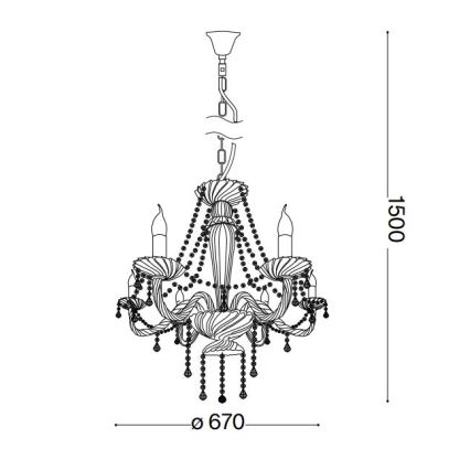 Ideal Lux - Kristalni lestenec na verigi AMADEUS 6xE14/40W/230V pr. 67 cm prozorna