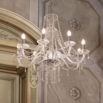 Ideal Lux - Kristalni lestenec na verigi AMADEUS 8xE14/40W/230V pr. 80 cm prozorna