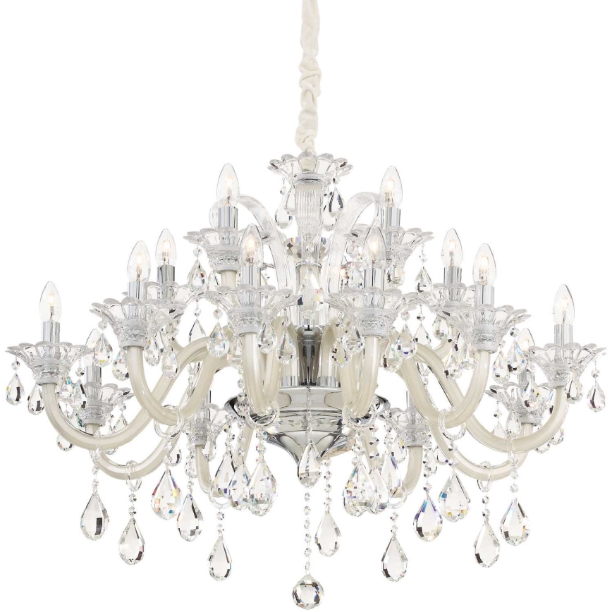 Ideal Lux - Kristalni lestenec na verigi COLOSSAL 15xE14/40W/230V pr. 95 cm krem barva/sijajni krom