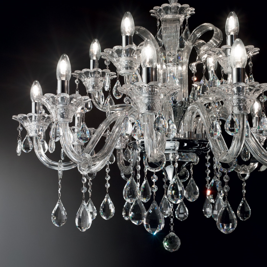 Ideal Lux - Kristalni lestenec na verigi COLOSSAL 15xE14/40W/230V pr. 95 cm prozorna/sijajni krom