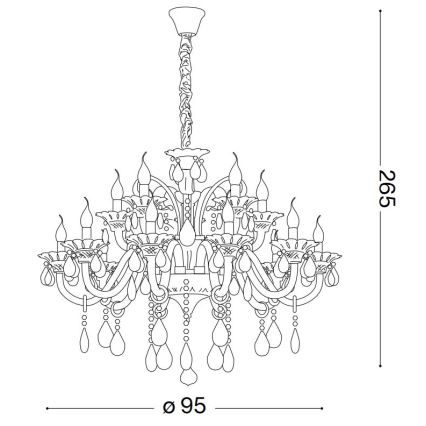 Ideal Lux - Kristalni lestenec na verigi COLOSSAL 15xE14/40W/230V pr. 95 cm prozorna/sijajni krom