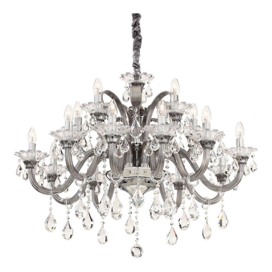 Ideal Lux - Kristalni lestenec na verigi COLOSSAL 15xE14/40W/230V pr. 95 cm siva/sijajni krom