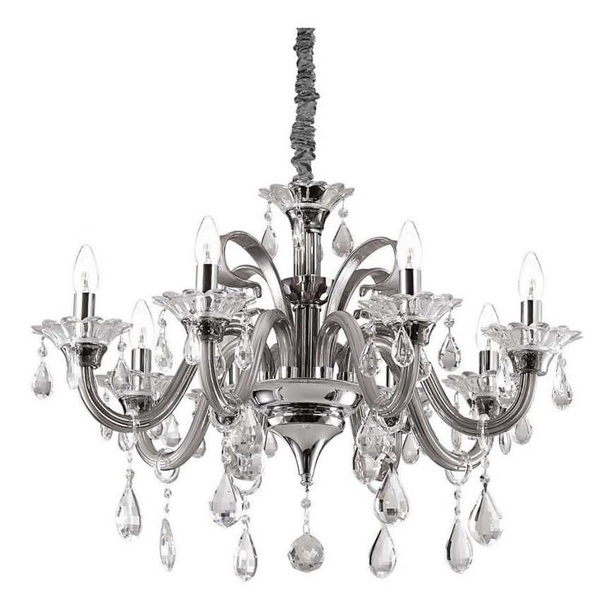 Ideal Lux - Kristalni lestenec na verigi COLOSSAL 8xE14/40W/230V pr. 78 cm siva/sijajni krom