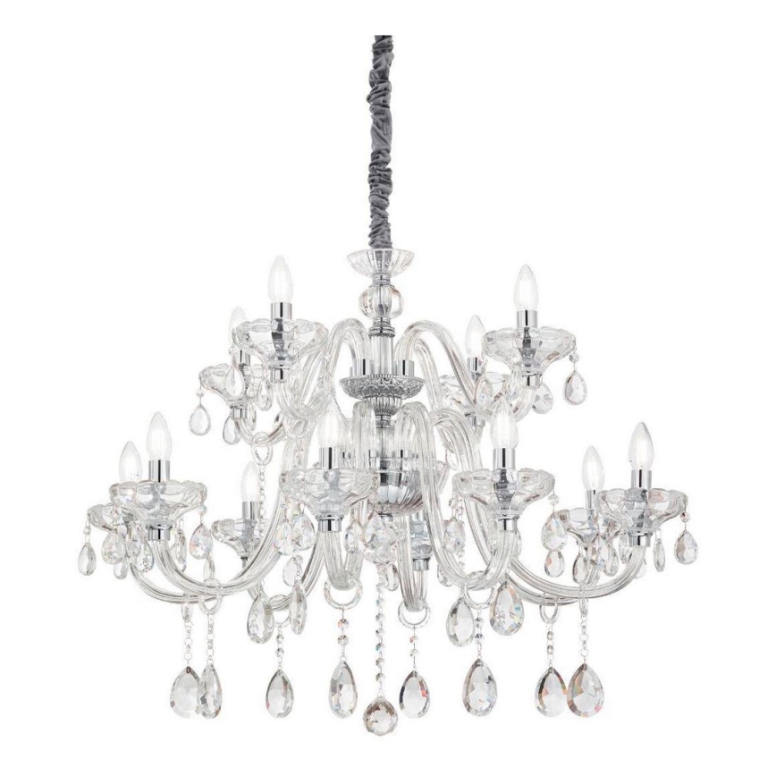 Ideal Lux - Kristalni lestenec na verigi CONTINENTAL 12xE14/40W/230V pr. 86 cm prozorna