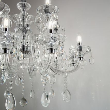 Ideal Lux - Kristalni lestenec na verigi CONTINENTAL 12xE14/40W/230V pr. 86 cm prozorna