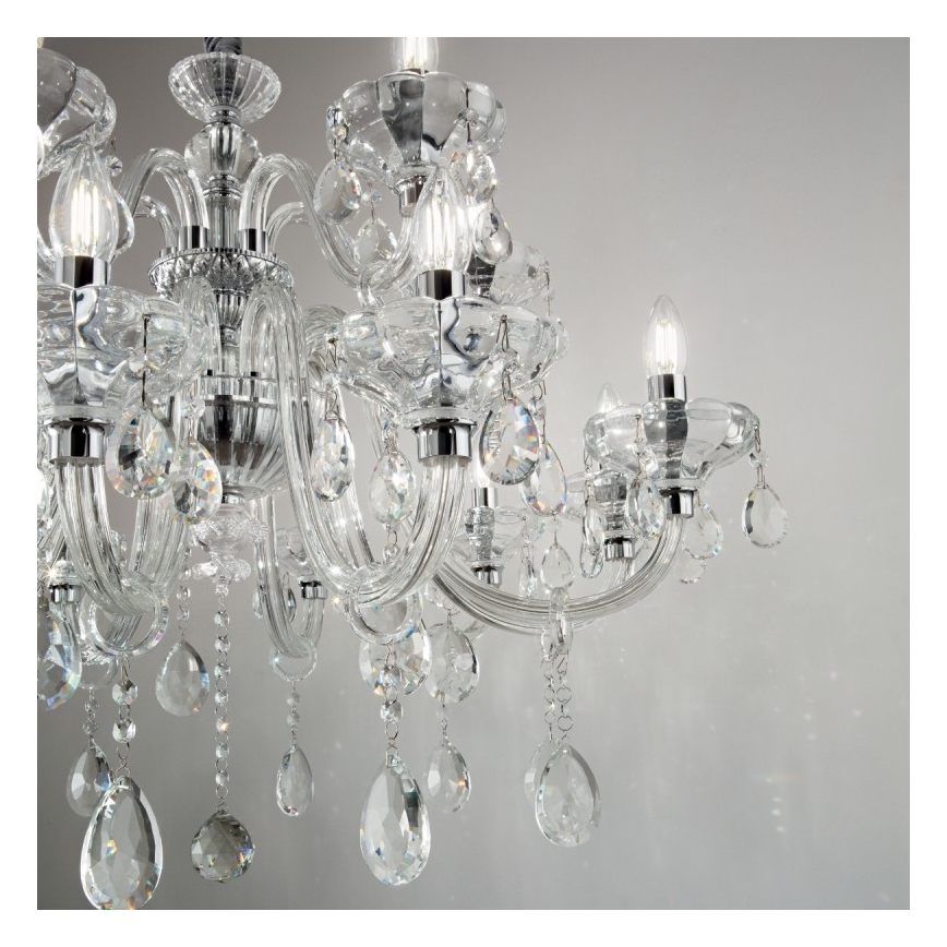 Ideal Lux - Kristalni lestenec na verigi CONTINENTAL 12xE14/40W/230V pr. 86 cm prozorna