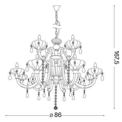 Ideal Lux - Kristalni lestenec na verigi CONTINENTAL 12xE14/40W/230V pr. 86 cm prozorna