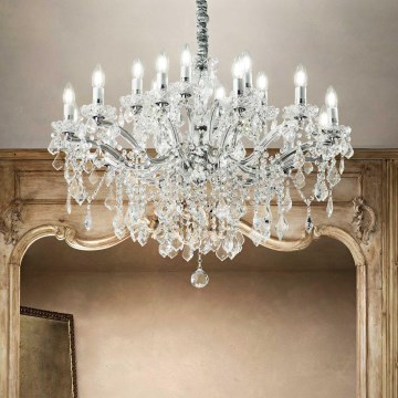 Ideal Lux - Kristalni lestenec na verigi FLORIAN 18xE14/40W/230V pr. 86 cm prozorna