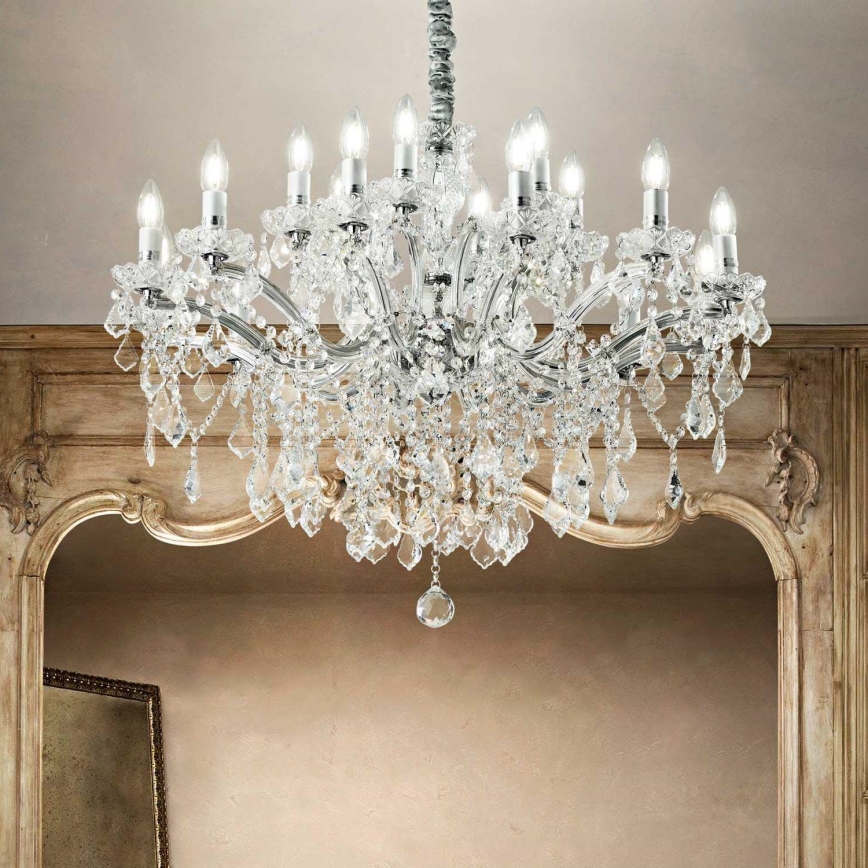 Ideal Lux - Kristalni lestenec na verigi FLORIAN 18xE14/40W/230V pr. 86 cm prozorna