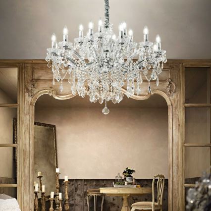 Ideal Lux - Kristalni lestenec na verigi FLORIAN 18xE14/40W/230V pr. 86 cm prozorna