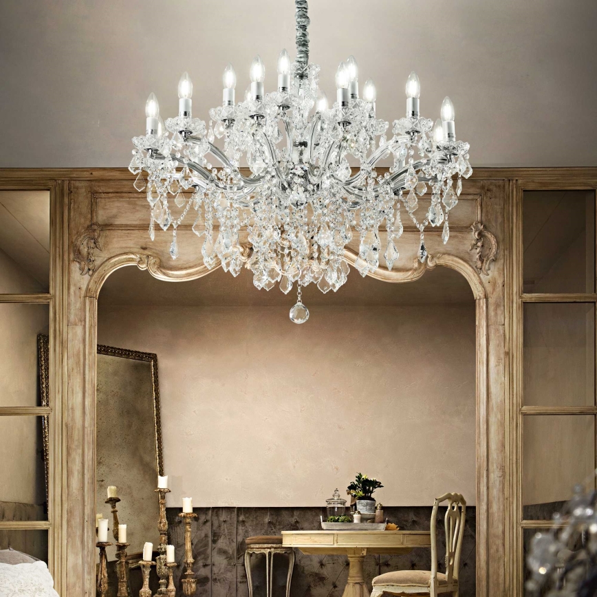 Ideal Lux - Kristalni lestenec na verigi FLORIAN 18xE14/40W/230V pr. 86 cm prozorna