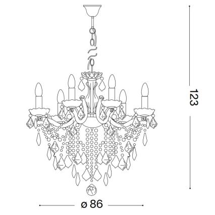 Ideal Lux - Kristalni lestenec na verigi FLORIAN 18xE14/40W/230V pr. 86 cm prozorna