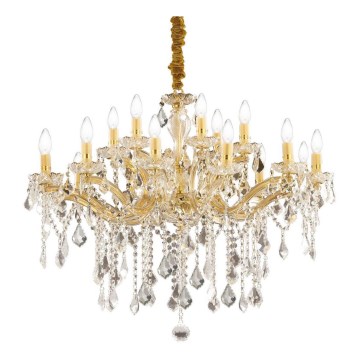 Ideal Lux - Kristalni lestenec na verigi FLORIAN 18xE14/40W/230V pr. 86 cm zlata