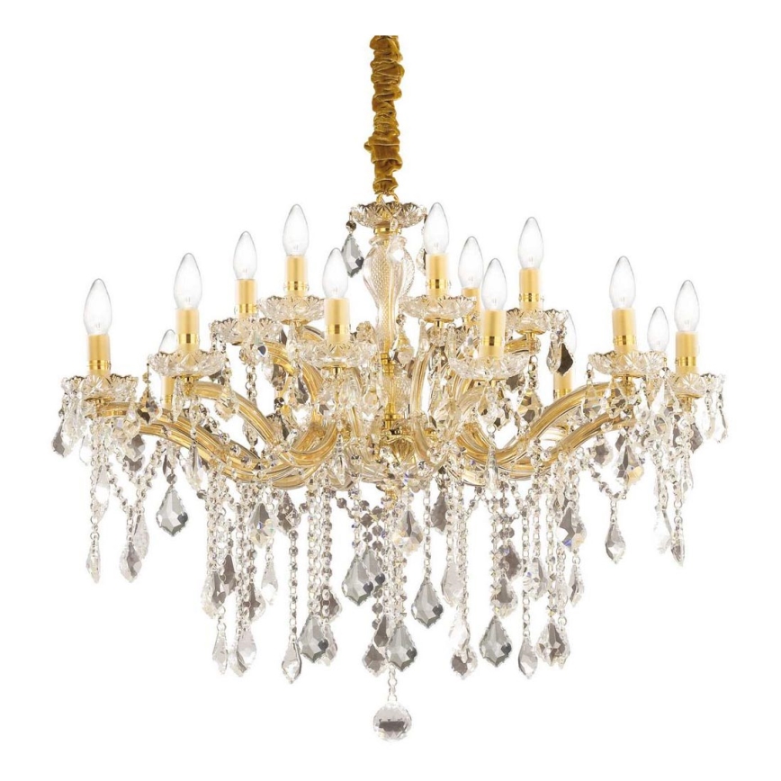 Ideal Lux - Kristalni lestenec na verigi FLORIAN 18xE14/40W/230V pr. 86 cm zlata