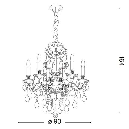 Ideal Lux - Kristalni lestenec na verigi GIOCONDA 12xE14/40W/230V pr. 90 cm srebrna
