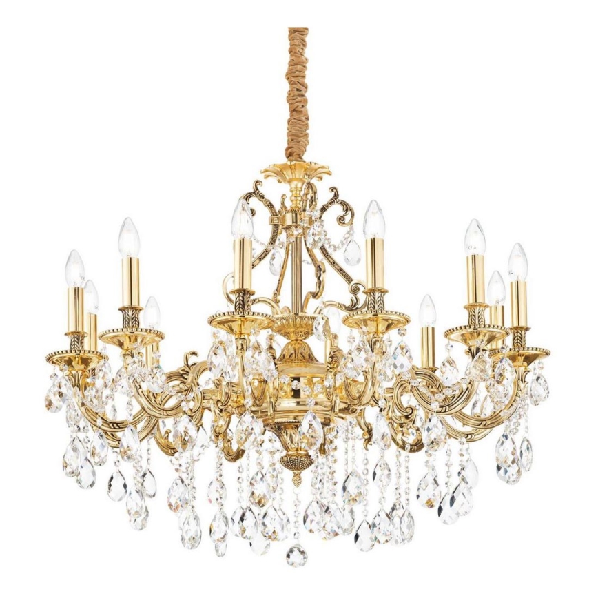 Ideal Lux - Kristalni lestenec na verigi GIOCONDA 12xE14/40W/230V pr. 90 cm zlata