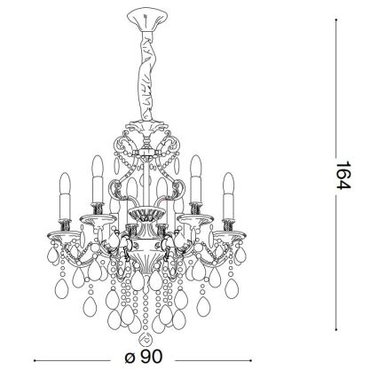 Ideal Lux - Kristalni lestenec na verigi GIOCONDA 12xE14/40W/230V pr. 90 cm zlata