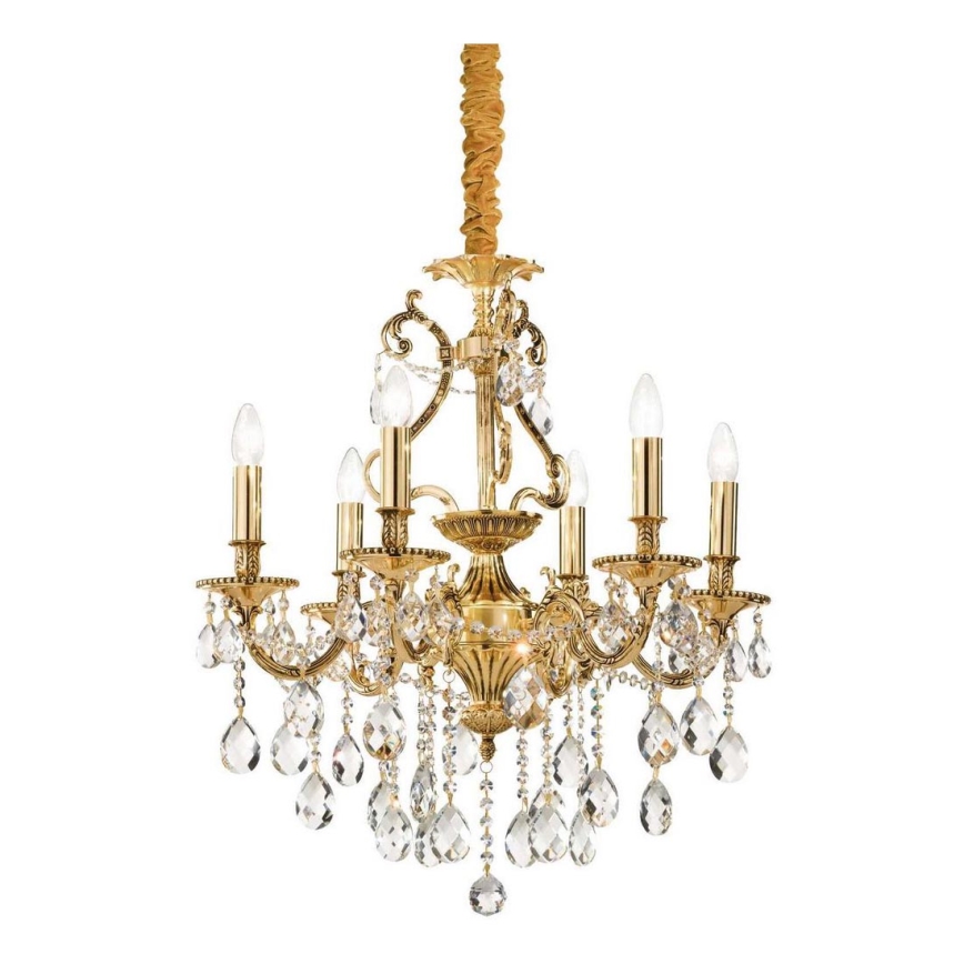 Ideal Lux - Kristalni lestenec na verigi GIOCONDA 6xE14/40W/230V pr. 62 cm zlata