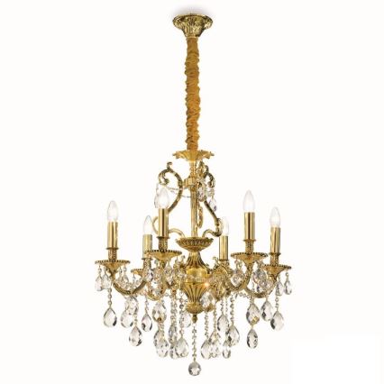 Ideal Lux - Kristalni lestenec na verigi GIOCONDA 6xE14/40W/230V pr. 62 cm zlata