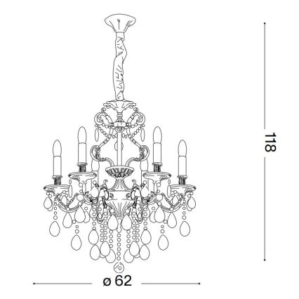 Ideal Lux - Kristalni lestenec na verigi GIOCONDA 6xE14/40W/230V pr. 62 cm zlata